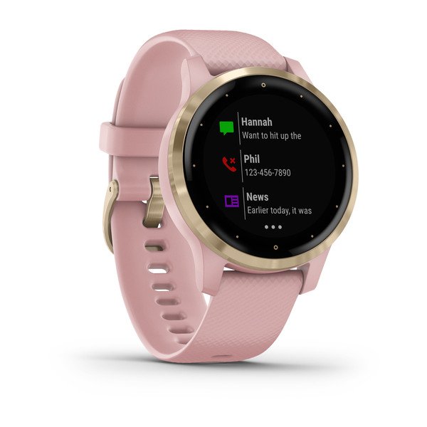 Garmin Vivoactive 4S - 40 mm dial size in dust rose silicone band