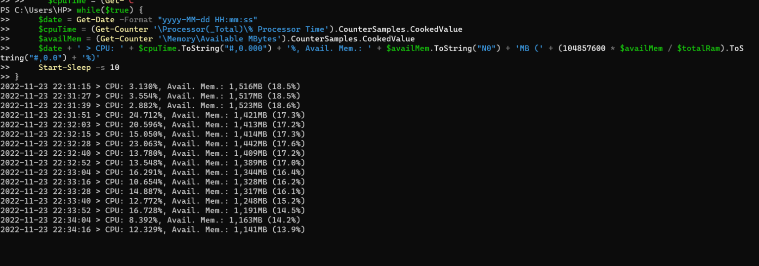 Find CPU utilization using Powershell