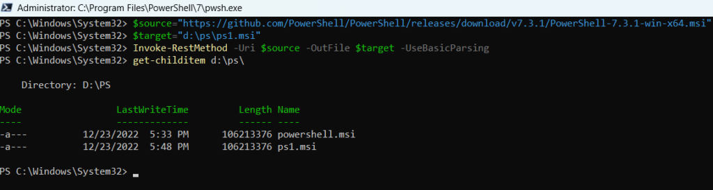 Get-Childitem to find contents of folder in Powershell.