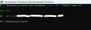 Get SID from a user account using Powershell