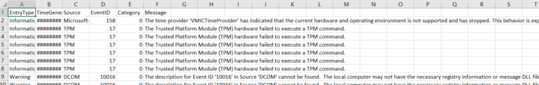 Export event logs to CSV using Powershell