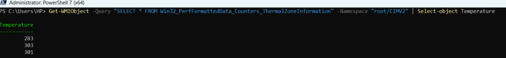 CPU temperature using Powershell