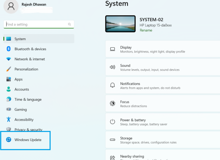 Check Windows update history in Windows 11